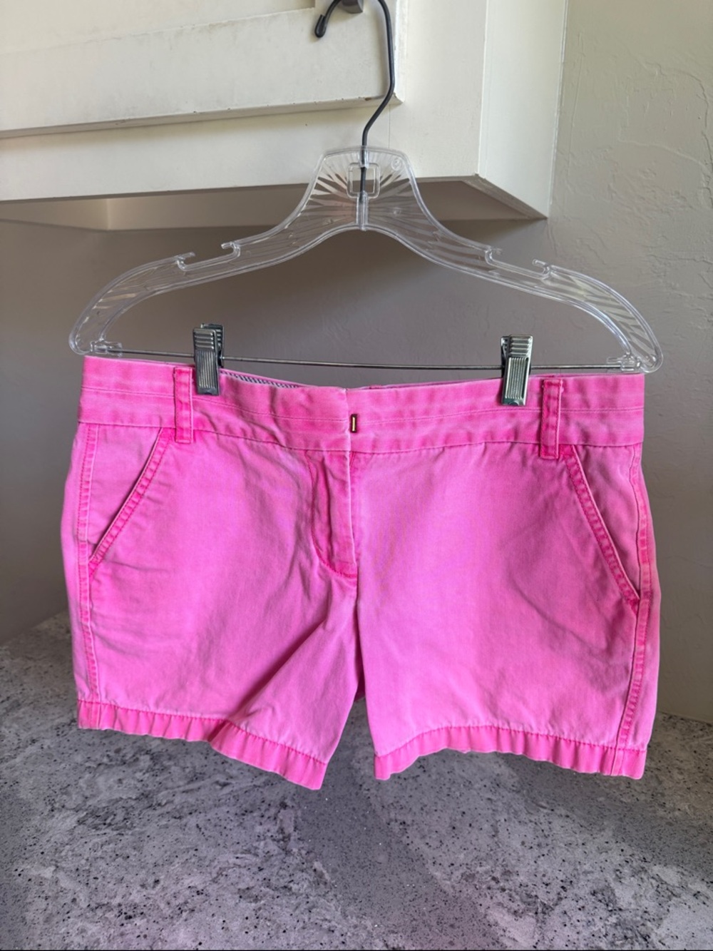 J. Crew Bright Pink High-Waist Cotton Shorts